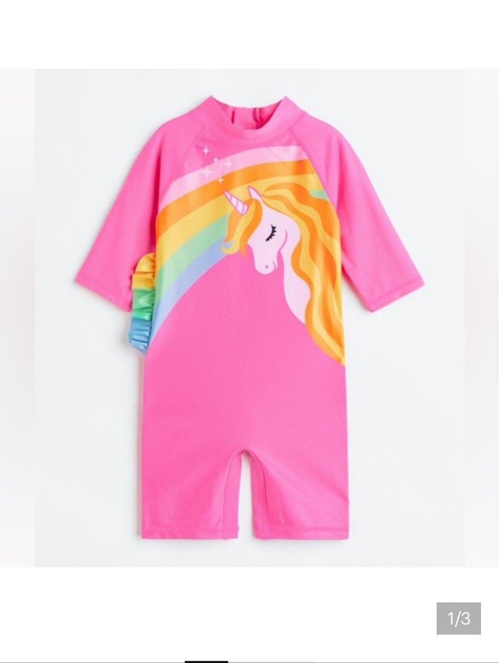 H&M Pink Kids Rashguard One-Piece with Unicorn & Rainbow